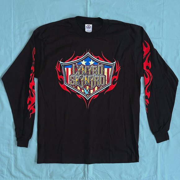 Vintage Lynyrd Skynyrd "Biker Americana Badge - Hot Rod Flame" L/S T-Shirt - Picture 1 of 8
